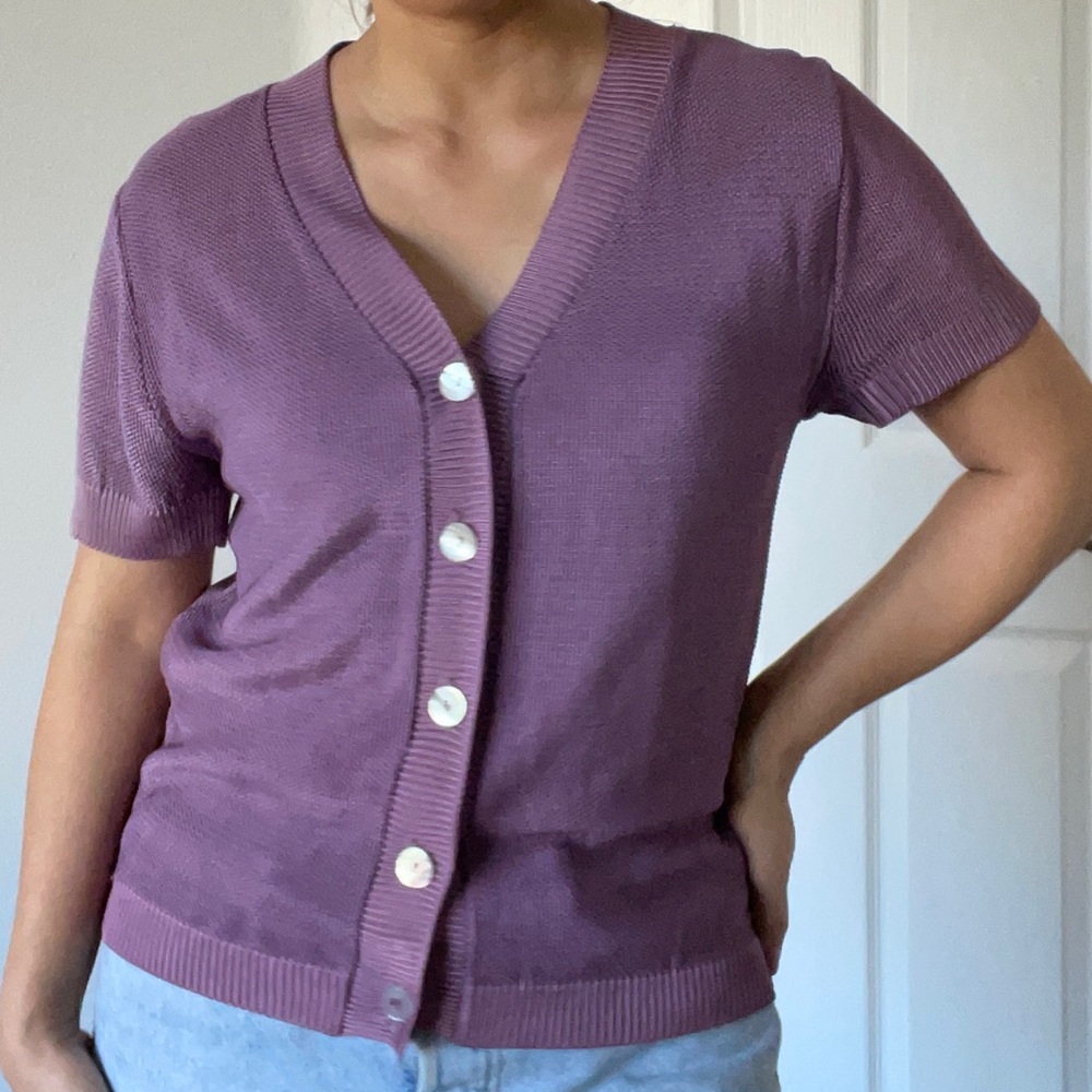 Vintage Population Short Sleeve Cardigan Sweater Size Small